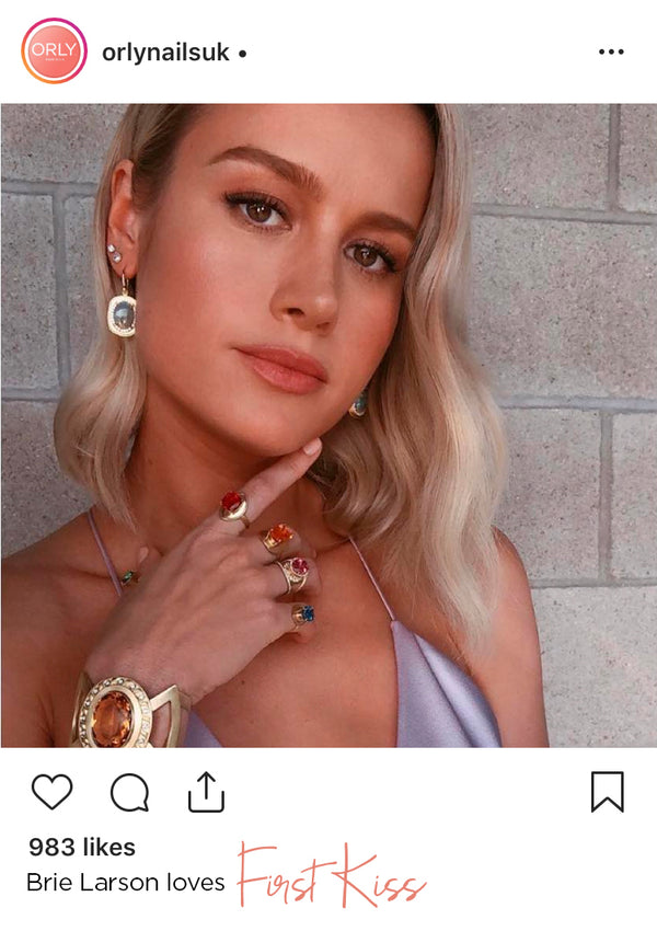 Brie Larson wear ORLY First Kiss pink nail polish