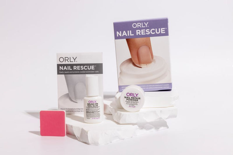 Orly Nail Rescue kit with packaging and components on a white background