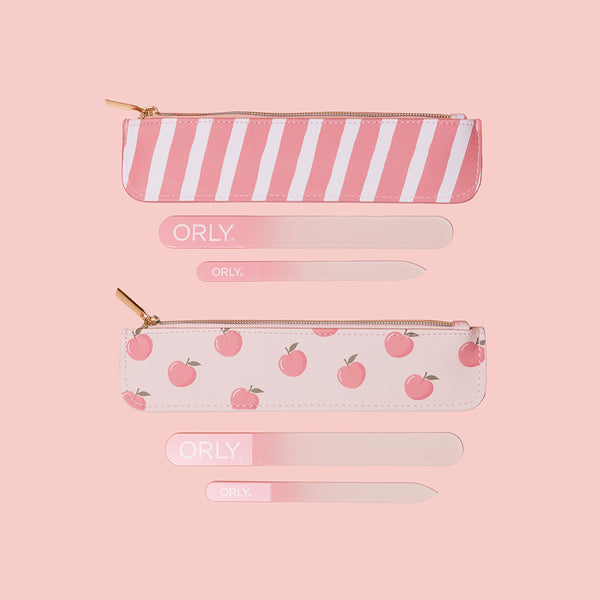 ORLY File Set Duo With Pink & White Stripe Case