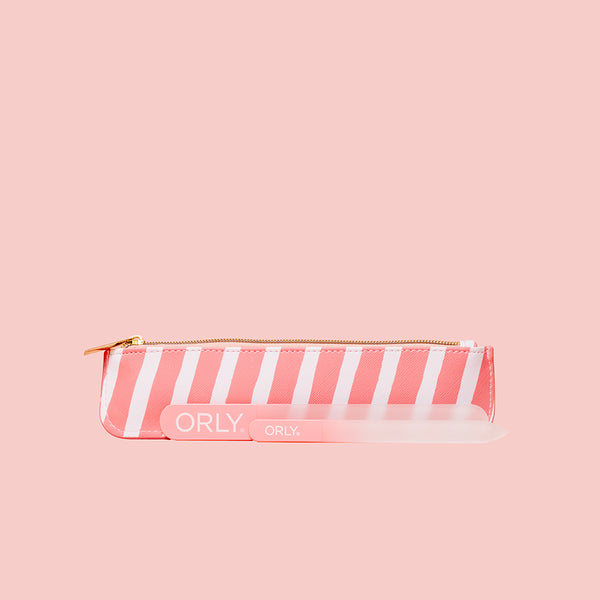ORLY File Set Duo With Pink & White Stripe Case